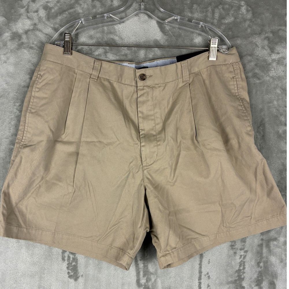 Club Room Mens Khaki Pleated‎ Chino Shorts 38 Waist 6 Inseam Cotton Tan NEW